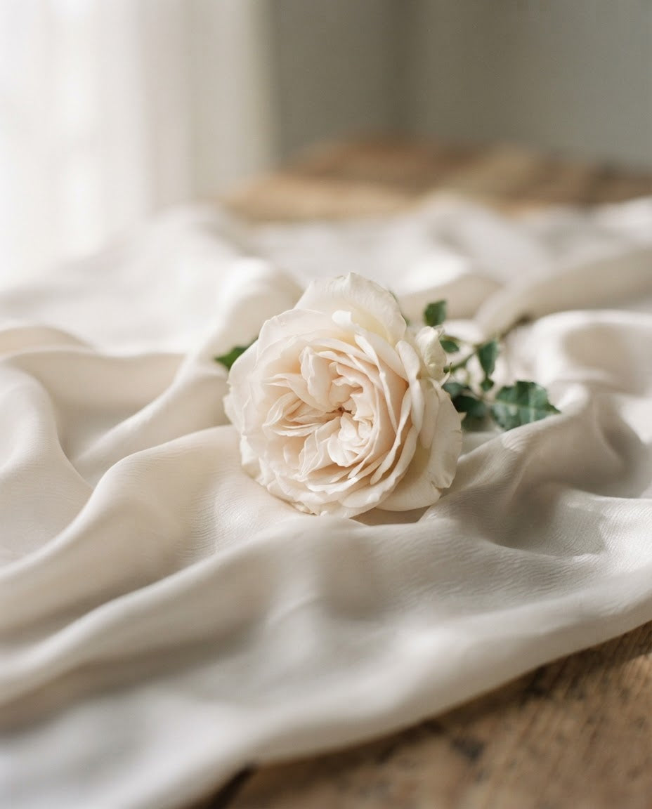 A garden rose, kept cold and perfect